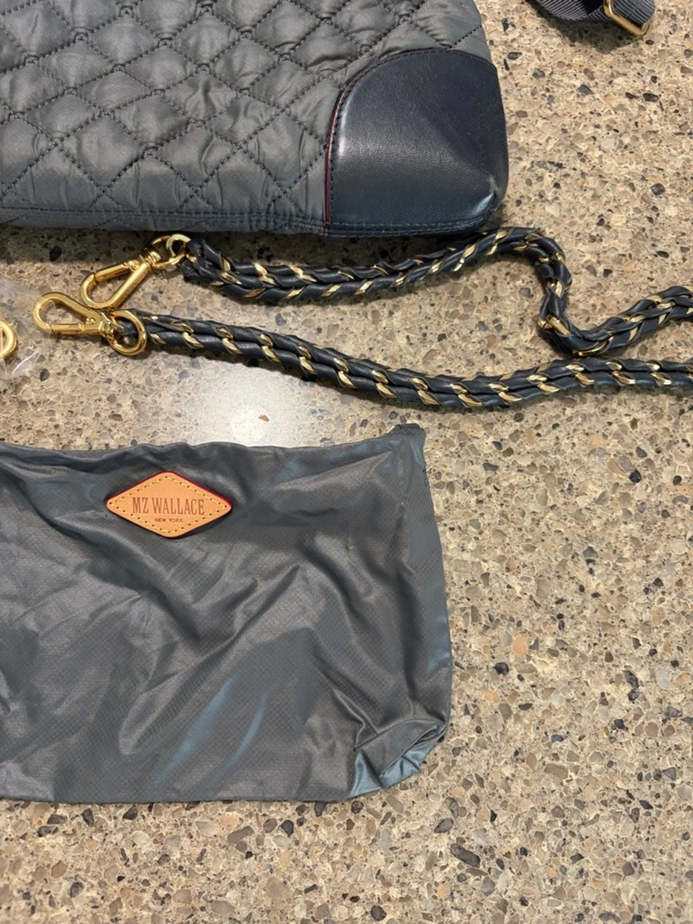 MZ Wallace Quilted Crossbody in Charcoal with Black Trim - Picture 4 of 13